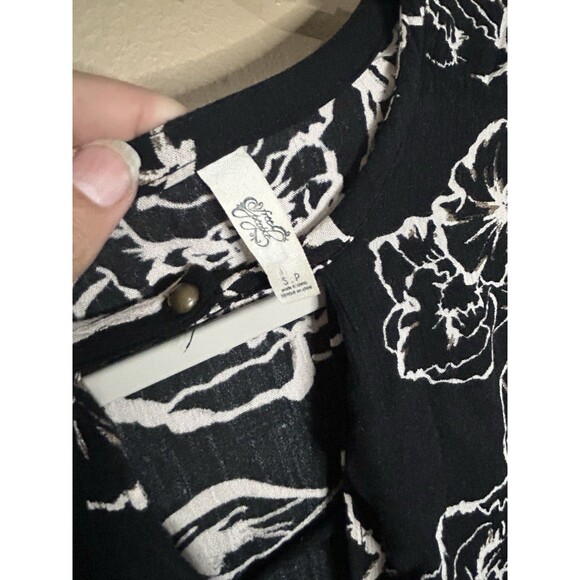 Free People Dress Womens Size Small Snap Out of It Black Floral Tunic Boho - Picture 5 of 12